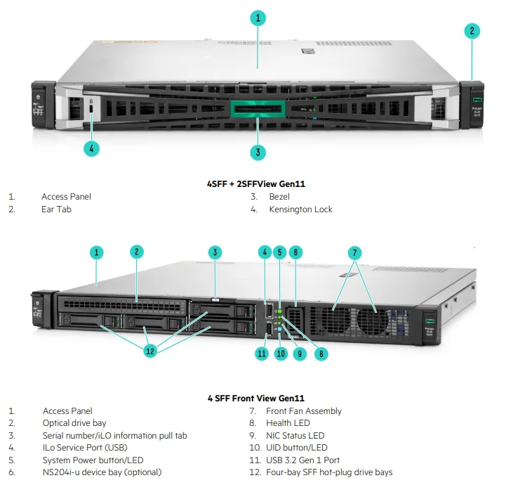 HPE DL20 Gen10 Single-socket 1U Server Intel Xeon E-2224 64GB Memory with 4-bay Hot-swappable in Stock