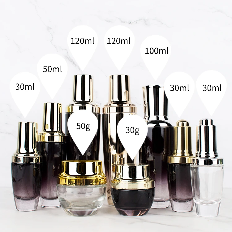 luxury skincare packaging cosmetic glass bottles 30g 50g 30ml 50ml 90ml 110ml 130ml new glass essence lotion pump bottle 30ml manufacture