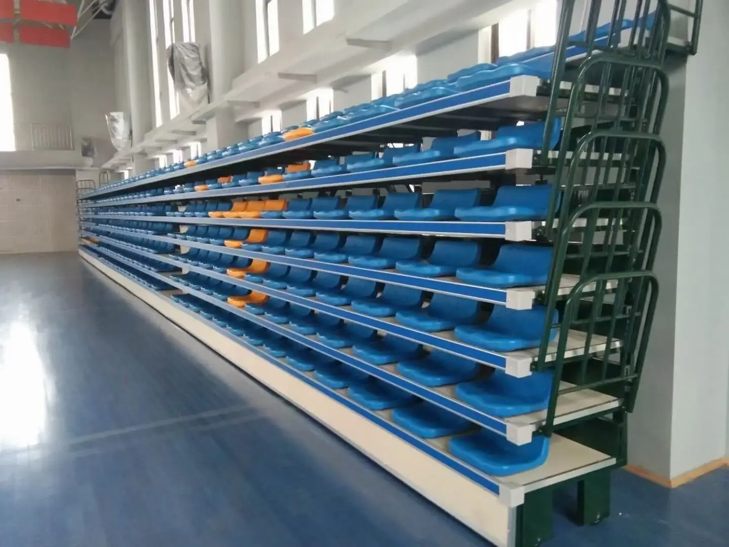 Best Selling Movable  stadium retractable bleachers 12 people ,16 people ,24 people Athletics Field sports stand