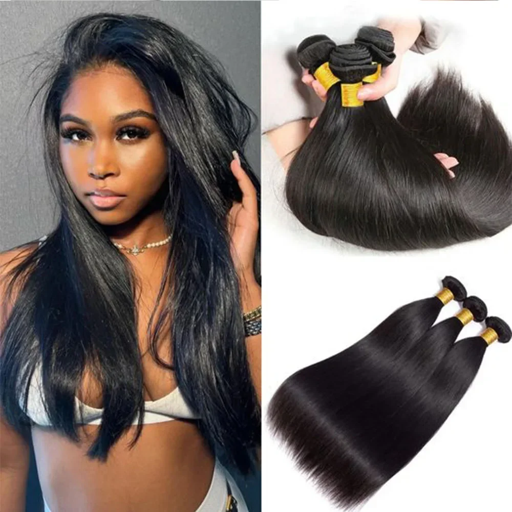 Brasilianische glatte menschliche Haarwebart Bundles natürliches Schwarz 100 % Remy Haar_voghion.com