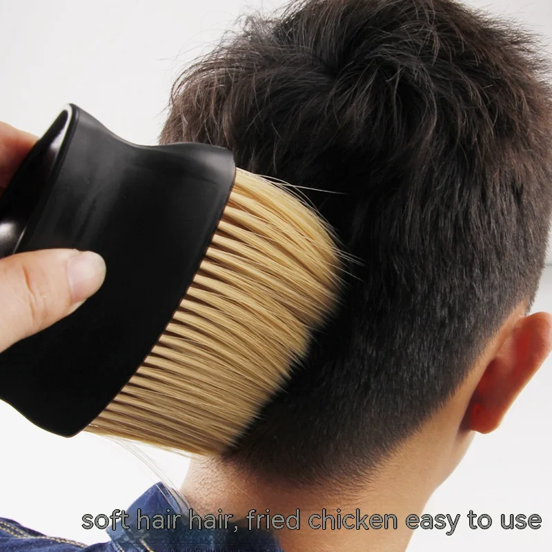Salon Barber Neck Cleaning Duster Brush Black Flat Handle Hair Salon Neck Brush Barber Products