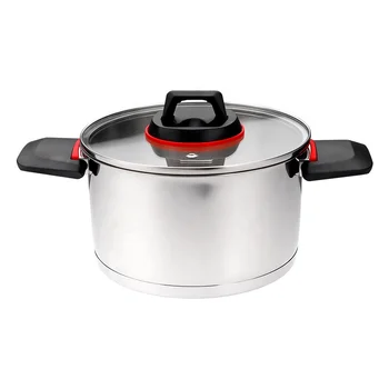 Wholesale kitchenware induction cookware stainless steel casserole stock pot with bakelite folding handle