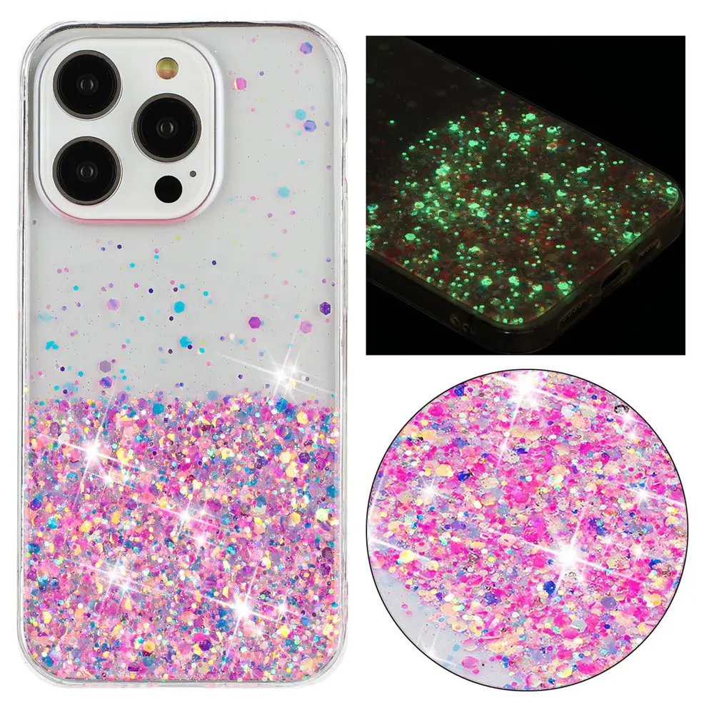 Glitter Night Glowing Phone Case for iPhone 15 14 13 12 11 Pro XS