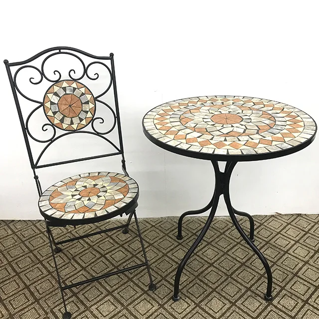 Unfade Memory Outdoor 3 Piece Dining Set Mosaic Bistro Table With 2 Chairs Buy Mosaic Tile Table Garden Furniture Outdoor Furniture Product On Alibaba Com