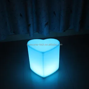 Modern Outdoor LED Color-changing Heart Garden Seat New Design Plastic Bar Stool for Home Hotel Bedroom Kitchen Living Room Use