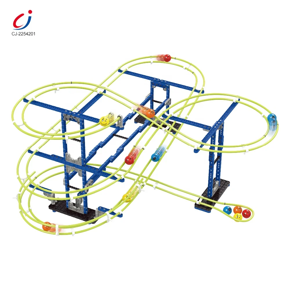 Chengji New Arrival Space Rail Set 266Pcs Diy Assemble Slot Play Toy Ball  Sliding Racing Marble Track Toys