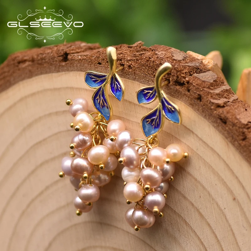 Natural Pearl Grape Shape Earrings Luxurious Unique