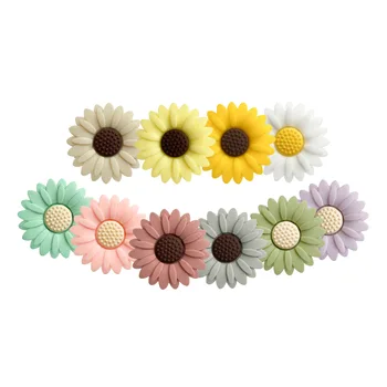 Manufacturer's Ready Stock Food Grade Silicone Daisy Flower Beads Cartoon Jewelry DIY Pacifier Chain Jewelry Making Toys