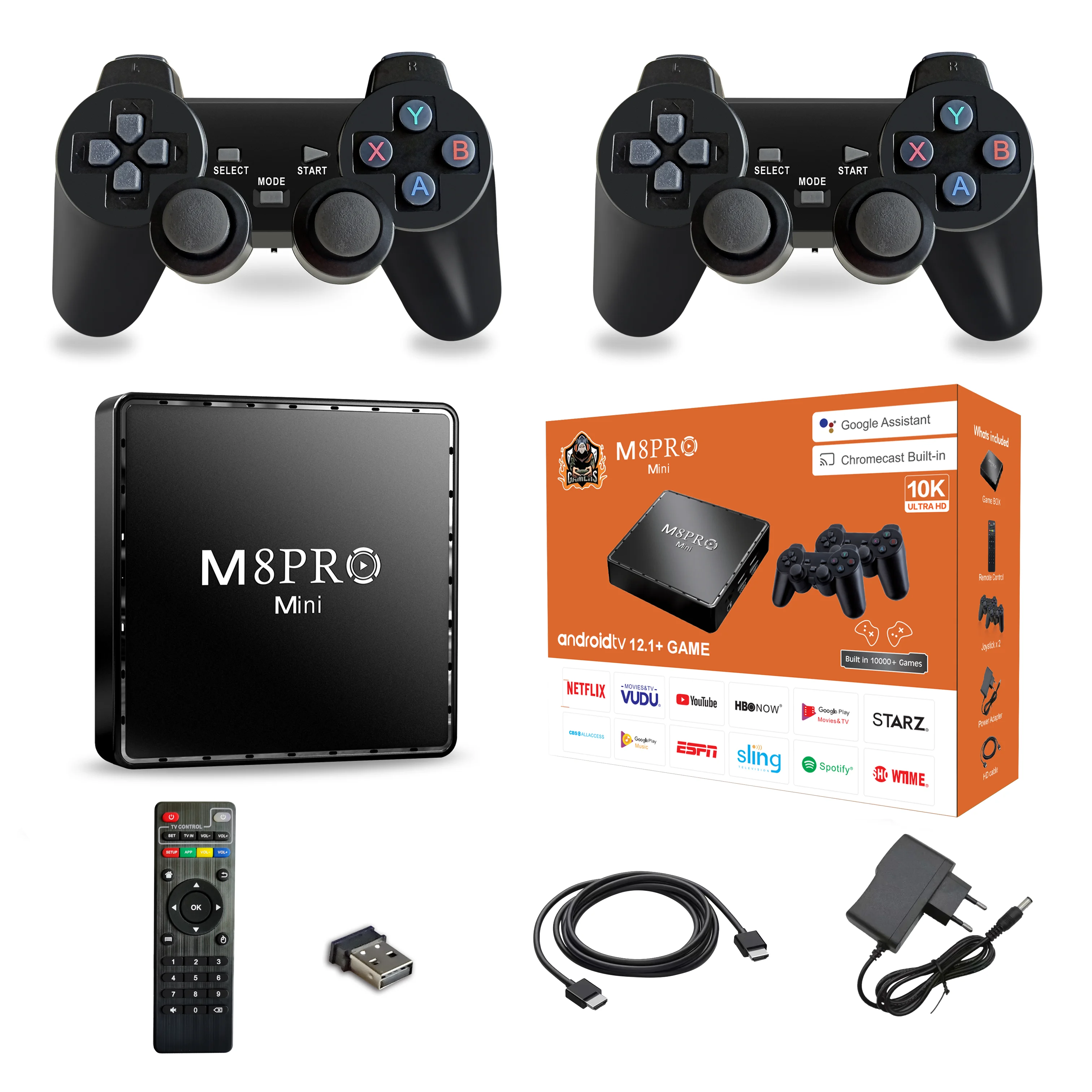 M8 Pro Mini Game Tv Box 4k Hd 10000 Retro Games H313 Android 12 Wifi Video Game Console Dual System Media Player With Joystick