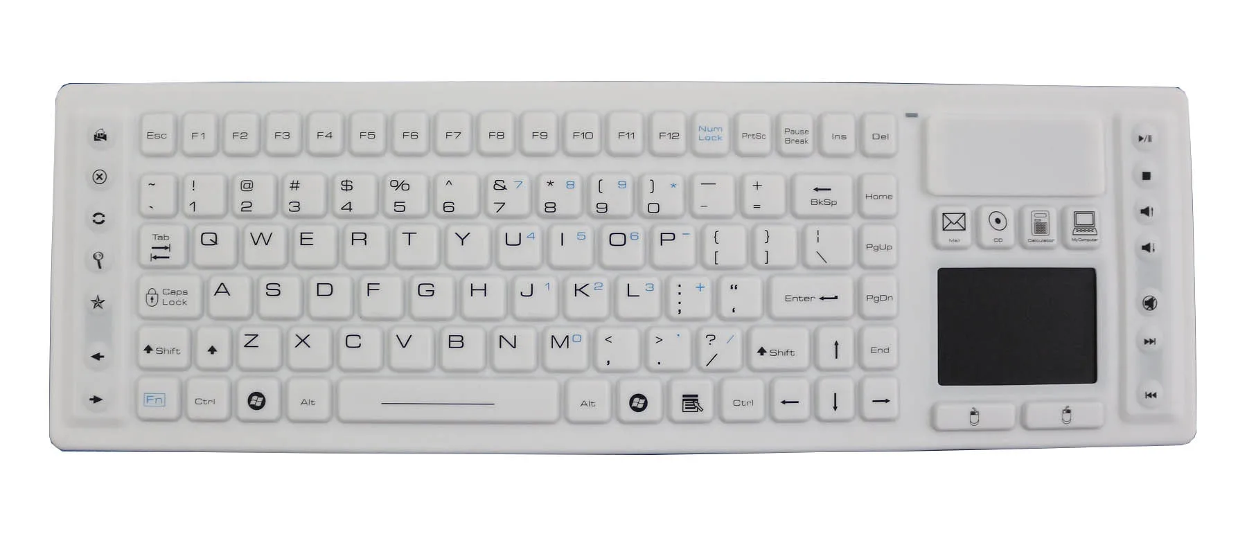 IP68 desktop wireless silicone rubber keyboard with touchpad mouse