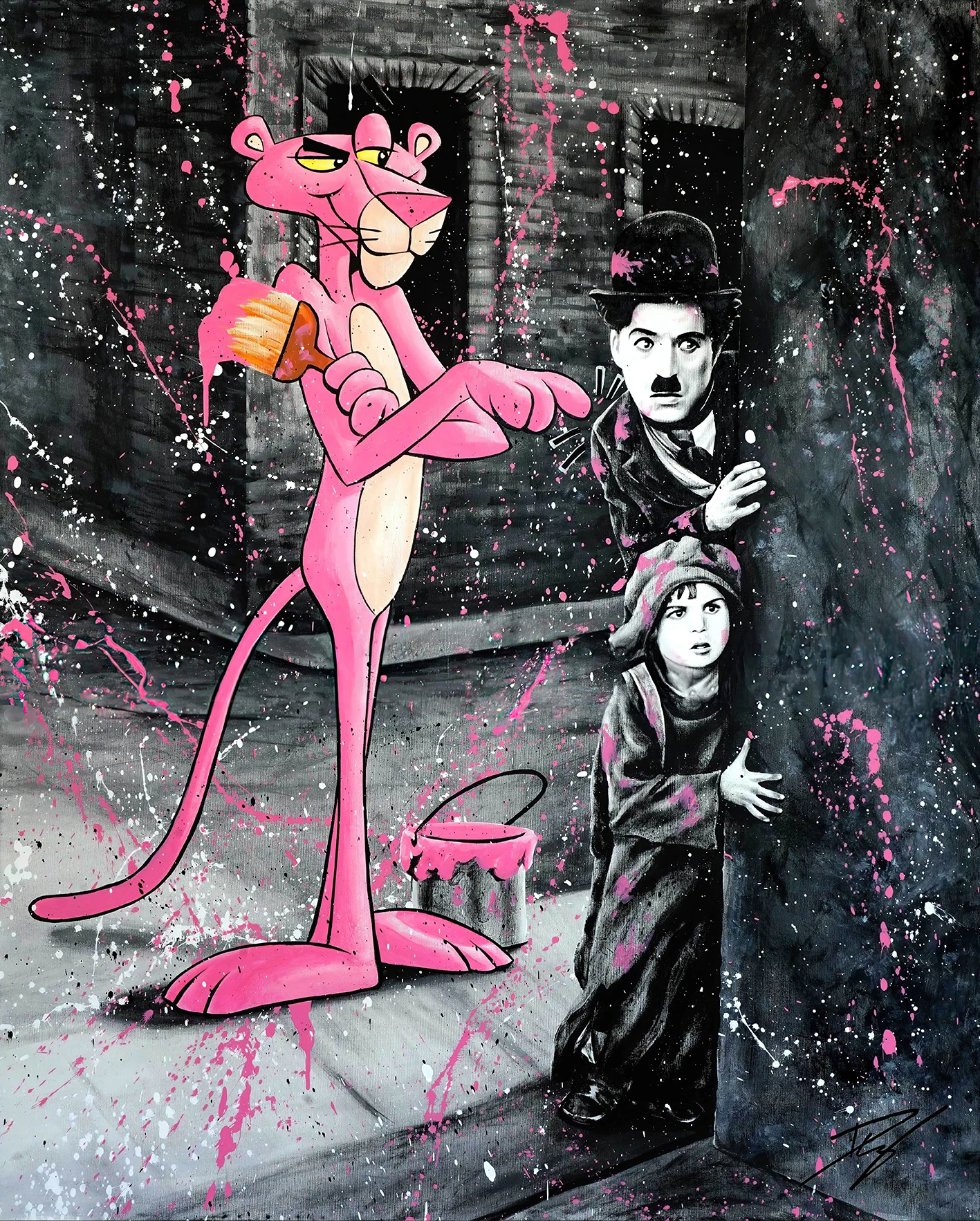 Abstract Colorful Cartoon Pink Animal Pop Art Wall Pictures and Canvas Painting for Home Decor Living Room Decoration