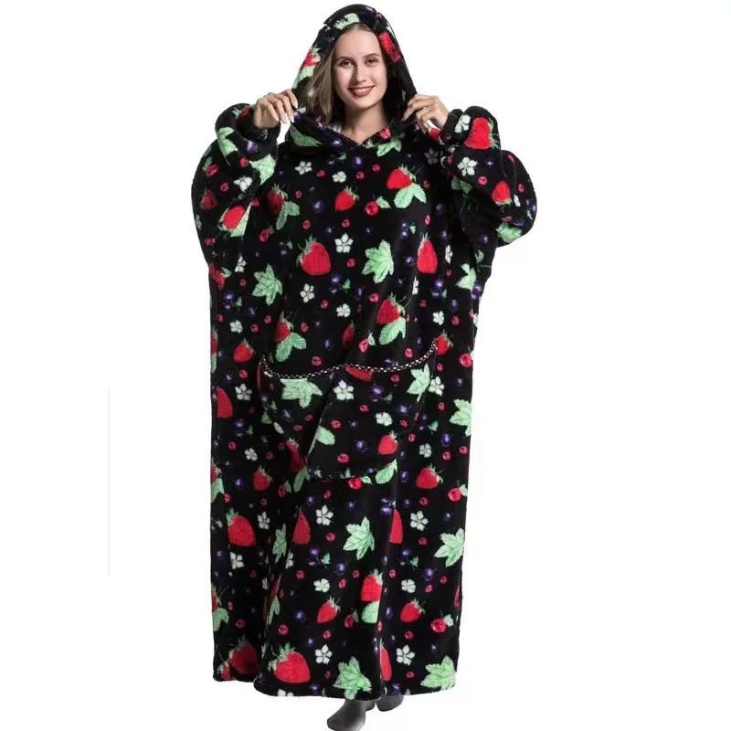 Manta de TV sudaderas con capucha para mujer, sudaderas de manga larga con bolsillos, manta con capucha gigante de gran tamaño de lana gruesa Unisex