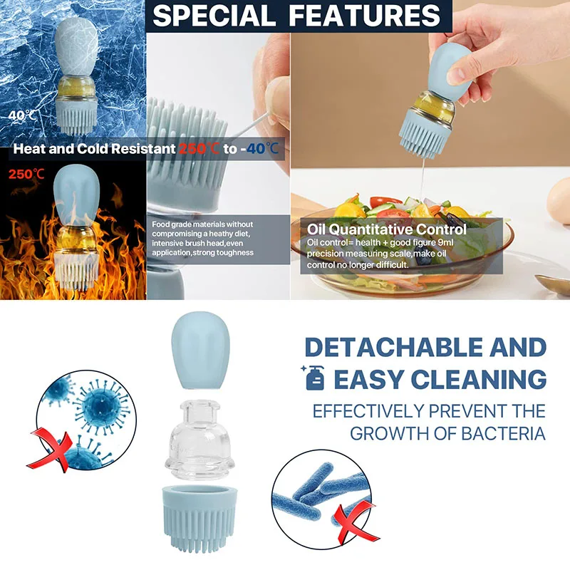 2 In 1 Glass Oil Brush Bottle Glass Olive Oil Dispenser With Silicone