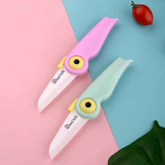 Diy Stainless Steel Bird Knife Household Ceramic Fruit Gift Knife Kitchen Folding Portable Peeler Zirconia OEM Outdoor Camping