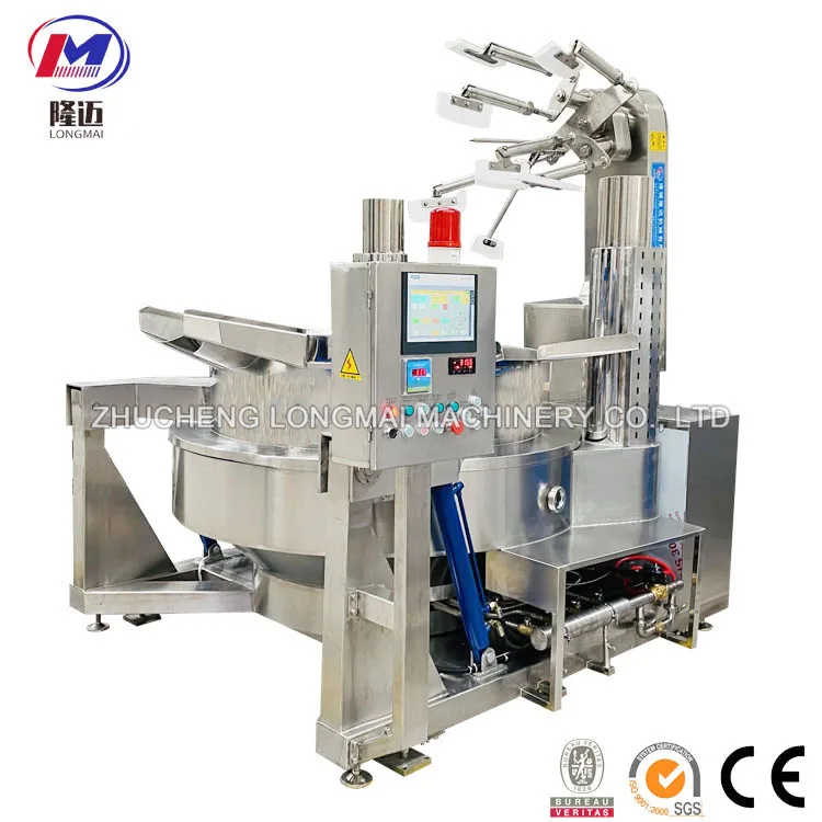 Fully Automatic 200L Direct Heat Large Intelligent Smart Robot Restaurant Chicken Porridge Tilting Cooking Mixer Kettle Machine