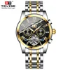 2 Gold Case Black Dial Gold Silver Strap