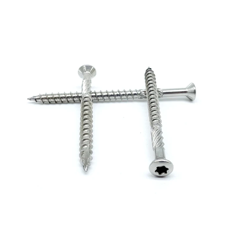 Ss304 Flat Head Decking Screws With 6 Nibs And Torx T25 Knuring Type17