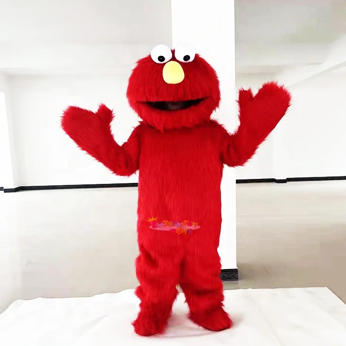 Red Sesame Street Elmo Monster Mascot Costume Suit Party Fancy Dress Adult