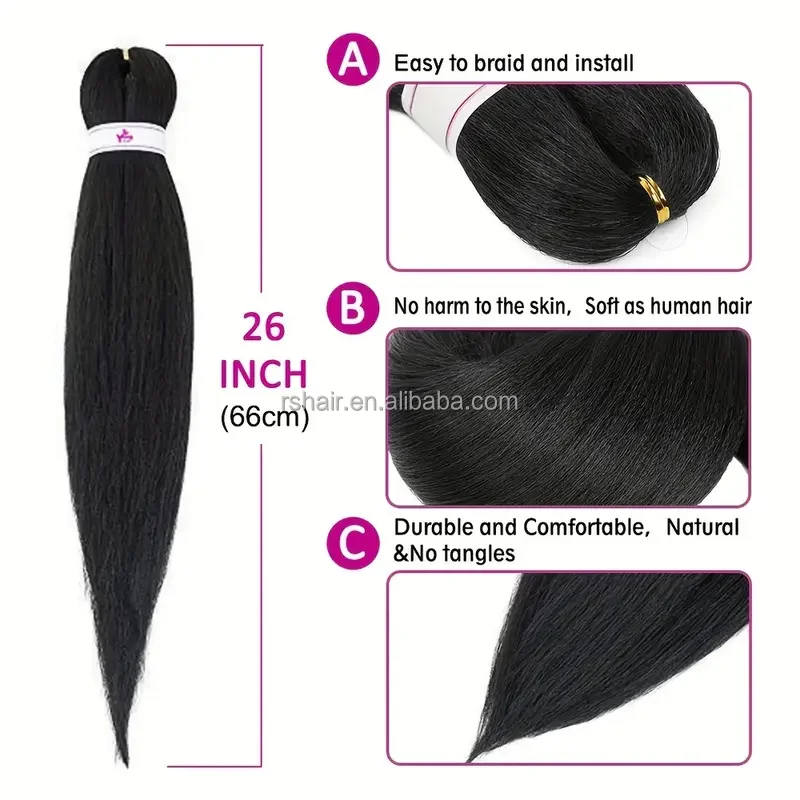 52inch Pre Stretched Braiding Hair Ombre Professional Yaki Strands ...
