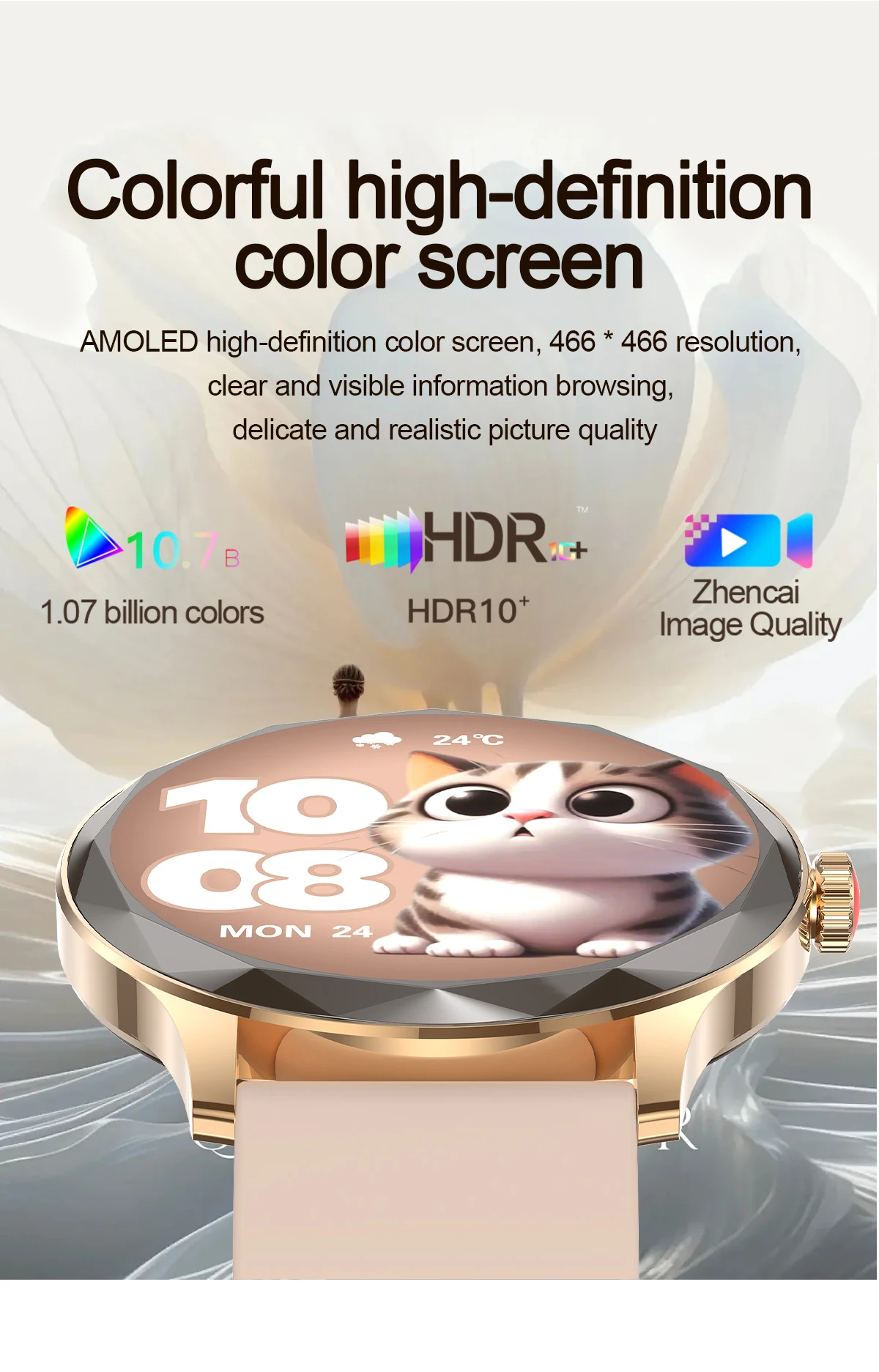 Diamond Women's Health Monitoring Smartwatch 1.32-Inch AMOLED BT Call AI Voice Assistant Heart Rate Blood Pressure Smart Watch