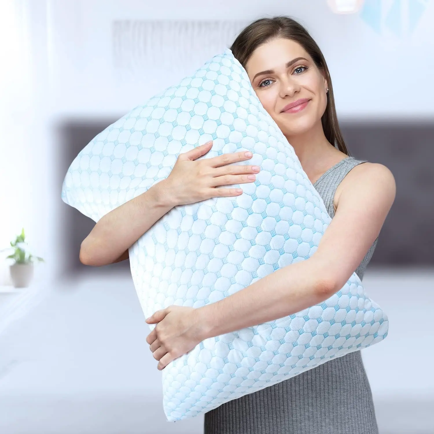 Cool Shredded Memory Foam Pillow Polyester Fiber Custom Neck Support Oeko-Tex King Bedding Solid Rectangle Jacquard Leaves