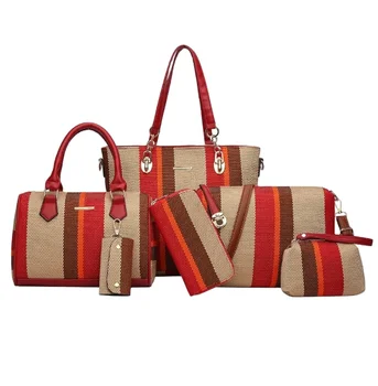 Haoen Fashion Shoulder Tote Bags Crossbody Wallet Purse 6pcs Handbag Sets Large Capacity Bags 6 In 1 Set For Ladies
