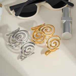 MW Women's European and American Style 18K Gold-Plated Stainless Steel Threaded Cuff Bracelet