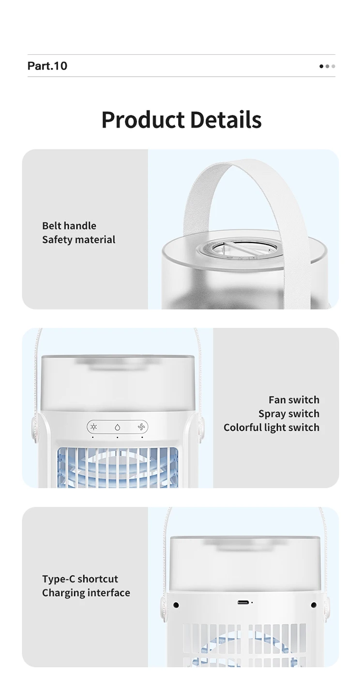 IMYCOO New Arrivals Rechargeable Ice Water Air Conditioner Fan Portable ...