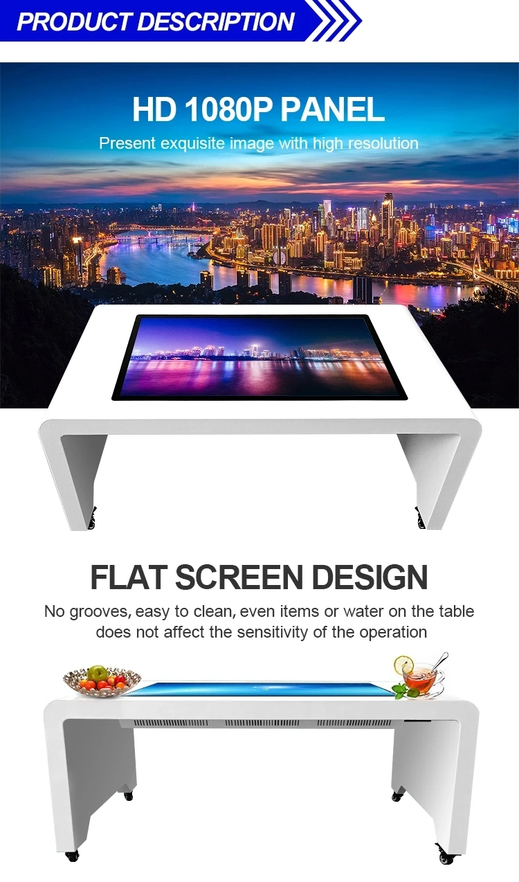 43 55 65inch Windows Touch Table Digital Interactive LCD Touch Screen Waterproof Smart Table All In One Touch Table