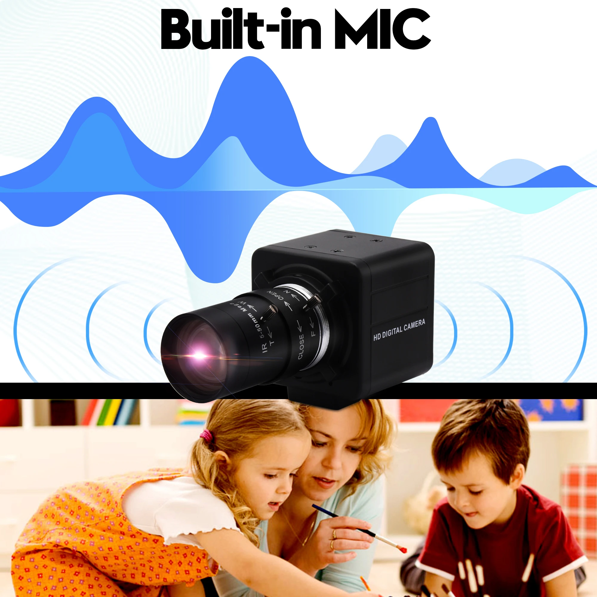 ELP 4K Webcam Manual Varifocal Lens IMX415 Sensor High Speed 30fps 10X Zoom USB Computer Camera for Laplap PC Tablet Mobile