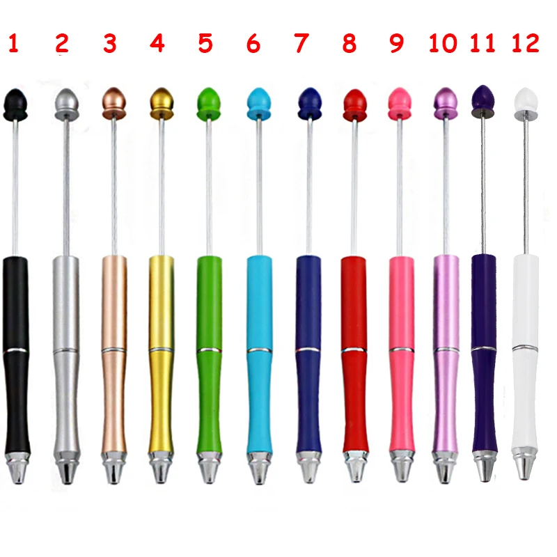 Sturdy Heavy 12 Colored Constructed Entirely Add a Bead Blank Wholesale Metal Beadable Pens for Diy