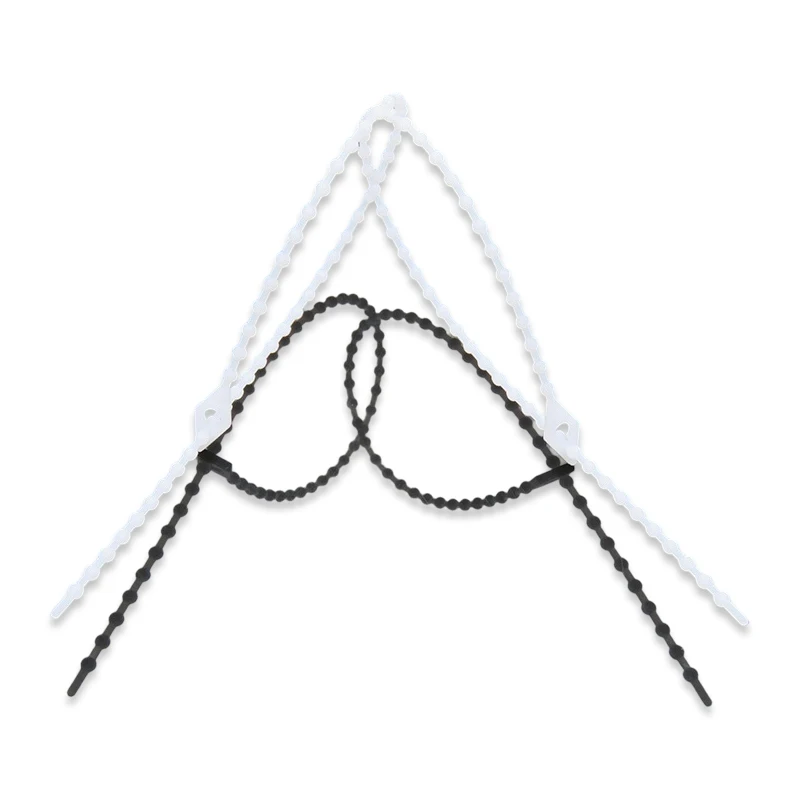 Adjustable Self-locking Live Buckle Bead String Nylon Cable Ties Wholesale Black White Multiple Specifications  for Electrical