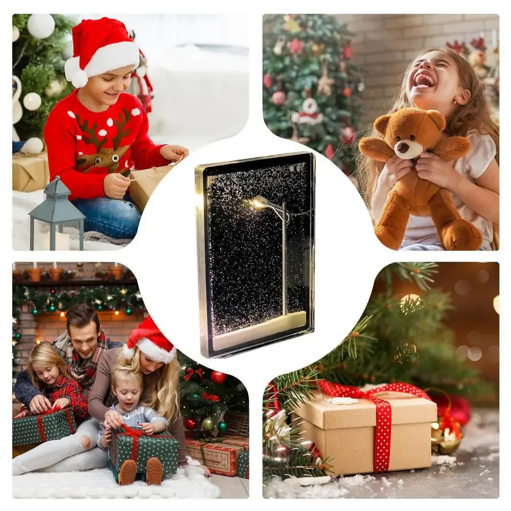New Flowing Small Night Light Snow Scene Street Light Snowy Night Snow Simulation Handmade DIY Material Package Desktop Decor