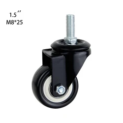 Furniture fixed universial casters wheel black pu material light 1/1.5/2/3 inch rigid caster with brake NO 6