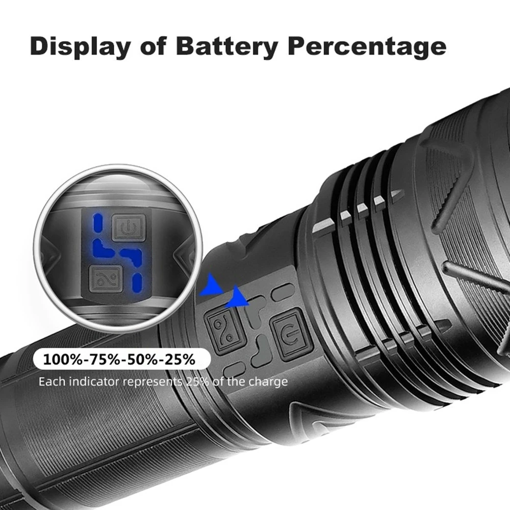 Helius Outdoor Power Display High Power 100W GT60 Super Bright Spotlight Long Range Zoomable Emergency LED Flashlight