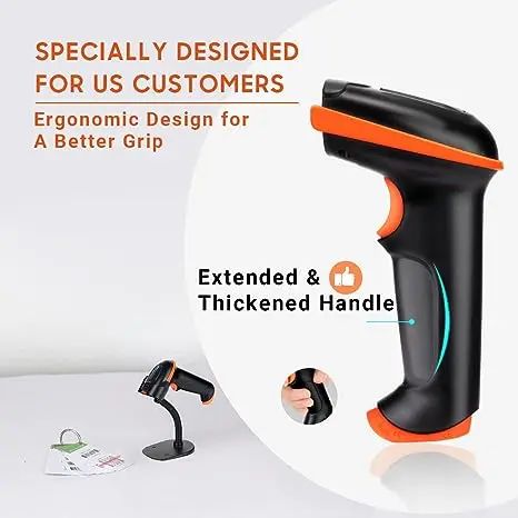 Tera 2D/1D Barcode-Scanner Kabellos (2,4 GHz) & Kabelgebunden – Mit Ladestation, Display & Robuster Schutzhülle, Für Lager, Shop, Büro
