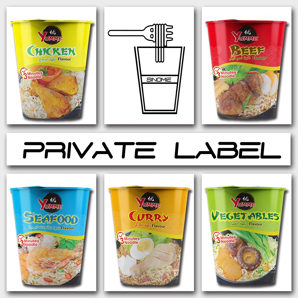 Sinomie Chinese Manufacturing Oem Halal Noodle Instant Soup 24 Cups of  in a Full Cup Instant Noodles