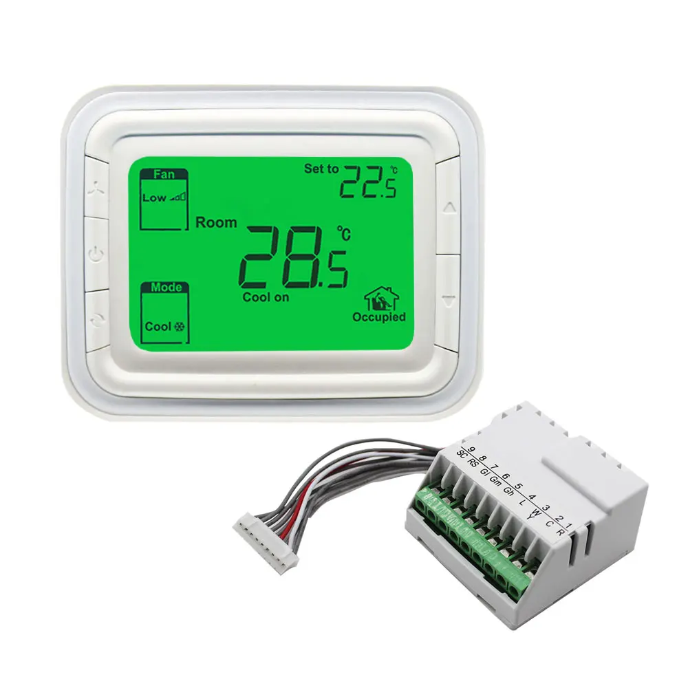 HVAC Thermostat Manufacturer OEM 0-10V Modulating Output T6865 LCD Digital  Room Thermostat for Fan Coil Units