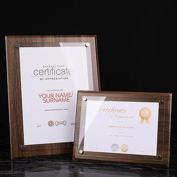 Professional Custom Acrylic Wood Certificate Diploma Document Holder  8.5*11 11*14 Inch- Graduation Picture Tabletop Frame