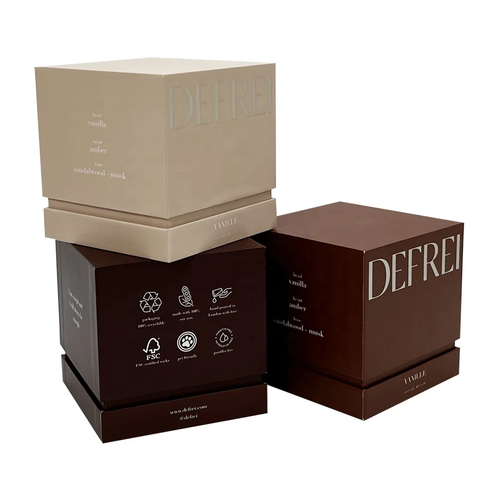 Custom Unique Rectangular Craft Packaging Color Hard Cardboard Luxury Candle Box for Gift