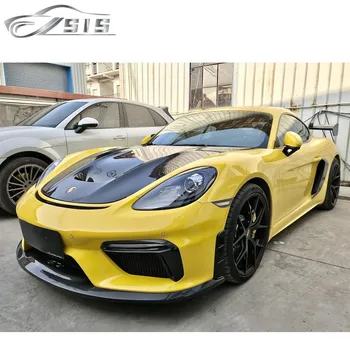 718 front bumper fit for POR 718 cayman to GT4 style DRY carbon fiber body kits with front lip front bumper for 718