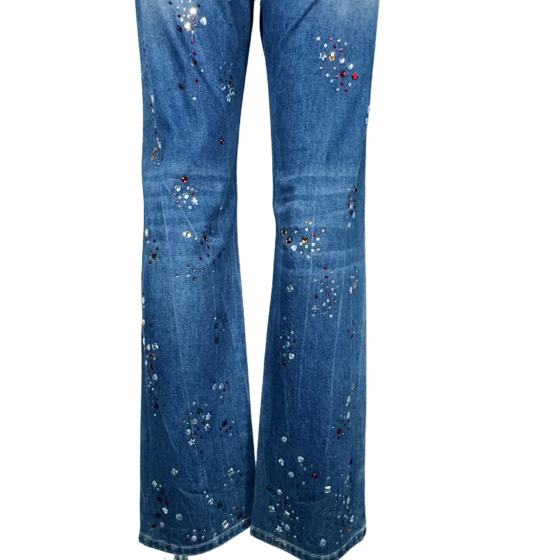 Factory Custom Designed Shining  Beading Jeans Women's High-Waist Flare Legs Long Pants Women's Casual Denim Jeans