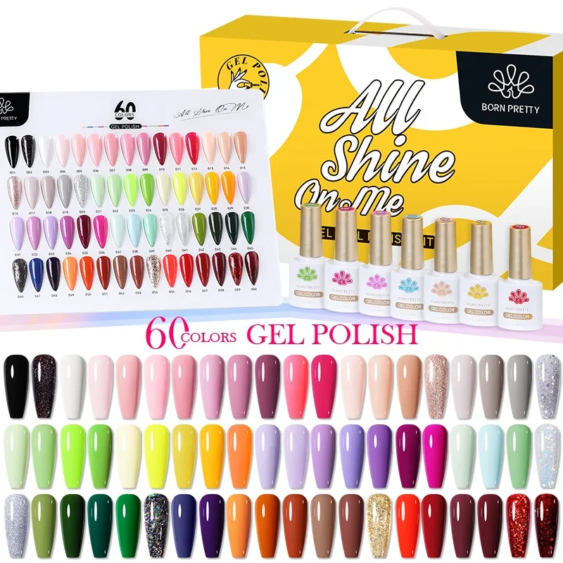 【ブルー】 Born Pretty卸売60色全体セットヘマフリーネイルアートジェルポリッシュキットプライベートラベル光線療法マニキュアジェル