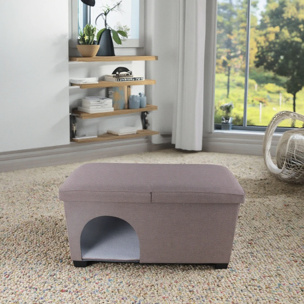 Custom Modern Durable Large Capacity Fabric Ottomans for Pets Foldable Storage Stool for Apartment Use factory