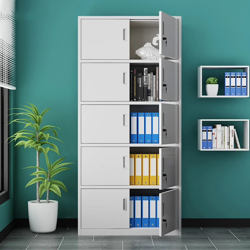 Steel Filing Cabinet with Double Lockable Doors and Adjustable Shelves for Office Storage