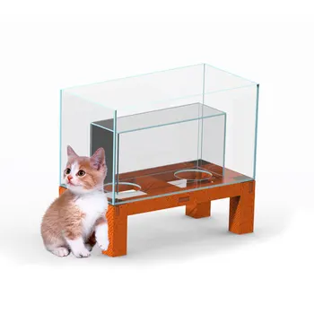 Adorable Fish Aquarium with Special Window for a Cat to Observe Fishes
