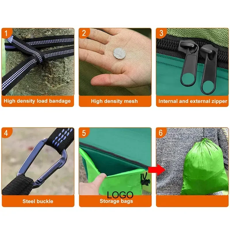 Source Factory Wholesale 210t Nylon Parachute Camping Hammock With Mosquito Net for Traveling
