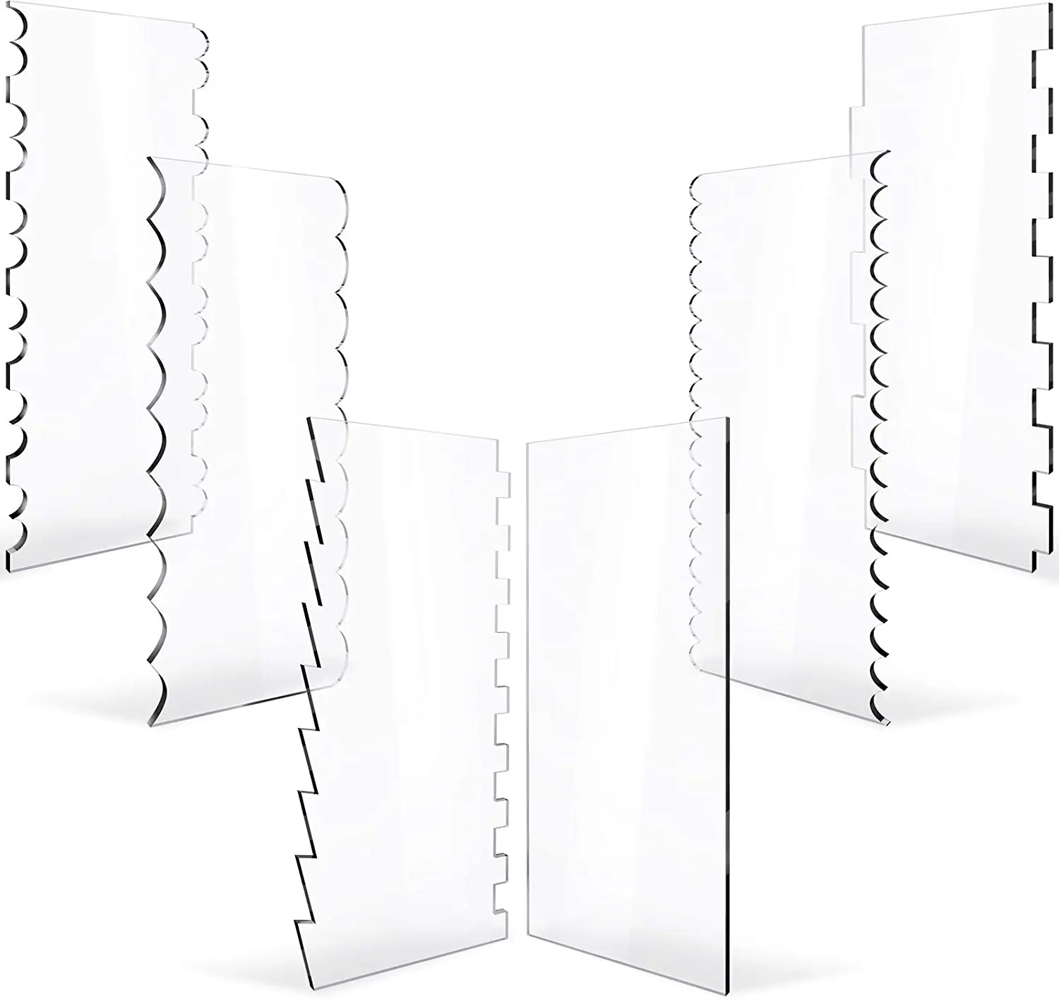 Gratte Gateau En Acrylique Transparent Peigne De Decoration De Contour Differentes Formes 1 Piece Outil Lisse Coupe Patisserie Cuisson De Cuisine Buy Decoratif Peigne Et Glacage Lisse Outil Acrylique Transparent Gateau Scraper Decoration Contour