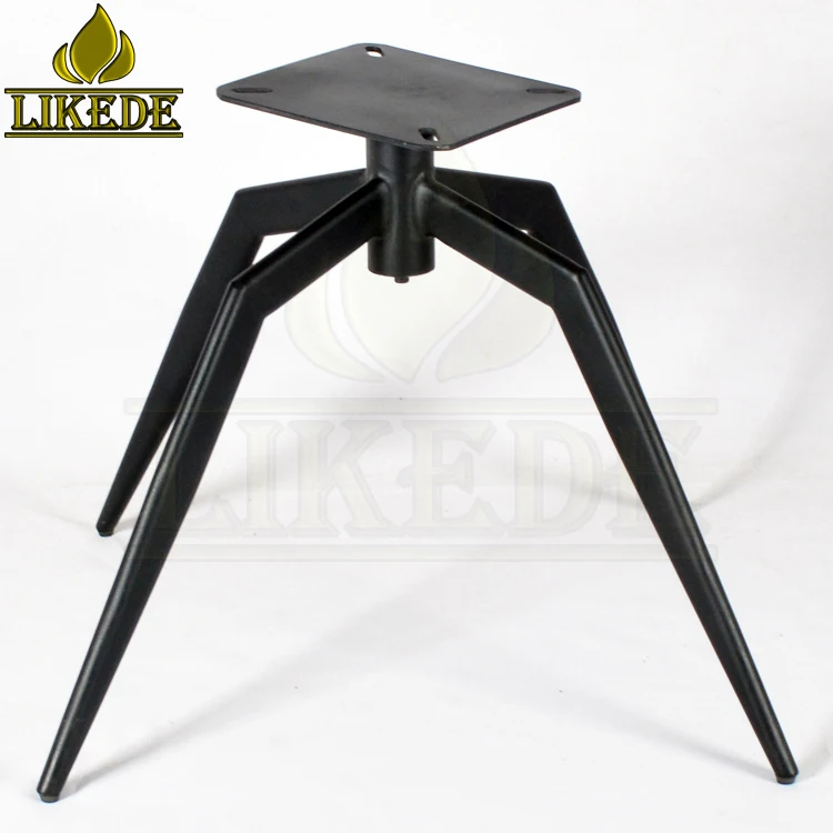 Black steel iron tilt beveled top plate pitched spider swivel base for dining chair