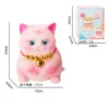 Gato de peluche adorable de 8 cm, TPR, rosa 01, en caja.